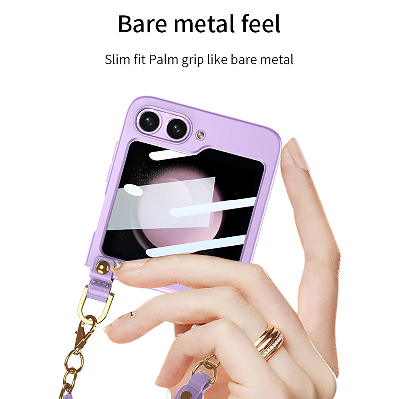 GKK For Samsung Galaxy Z Flip5 5G Hard PC Super Thin Case Hand Strap Design Phone Cover with Small Screen Film GKK For Samsung Galaxy Z Flip5 5G Hard PC Super Thin Case Hand Strap Design Phone Cover with Small Screen Film